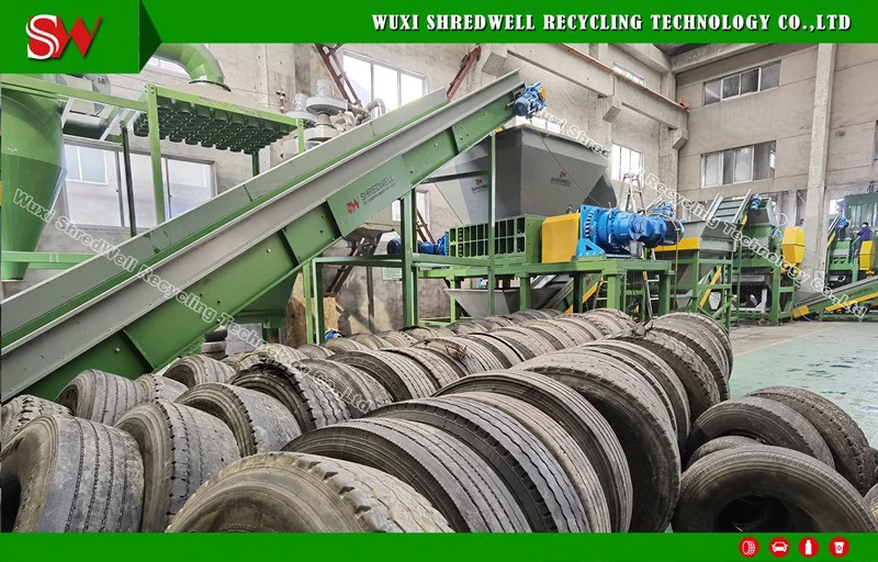 Waste Tyre Recycling Equipment for Crushing Used Tire with Trommel